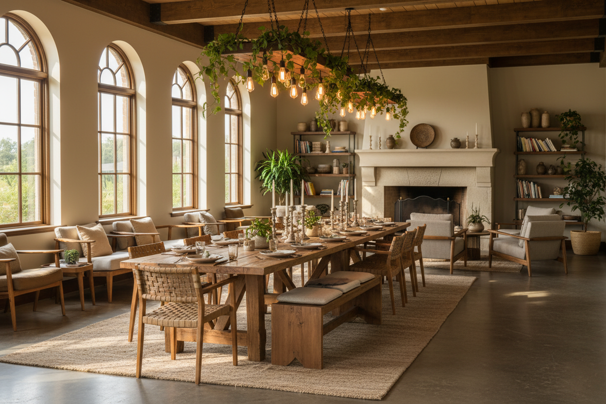 communal dining no people